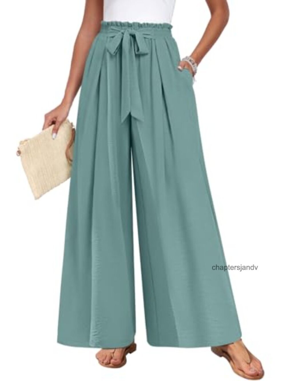 Wide Leg Palazzo Pants High Waisted Flowy Trousers with Pockets